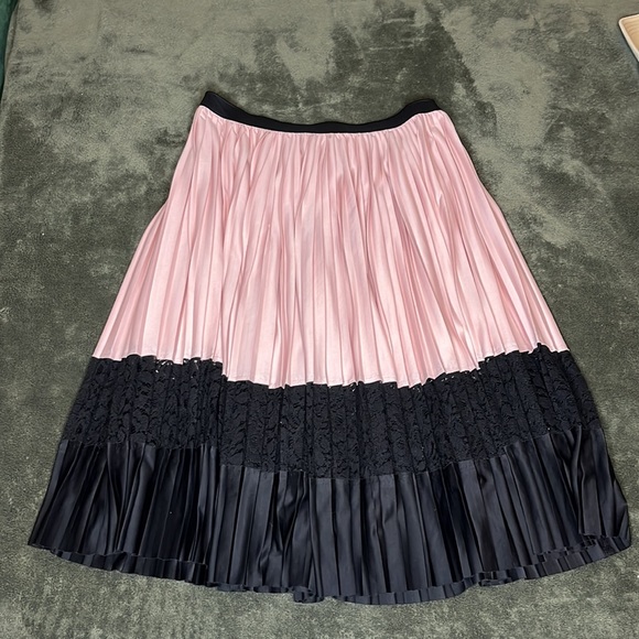 Pleated Color-block & Lace Skirt - Picture 3 of 9